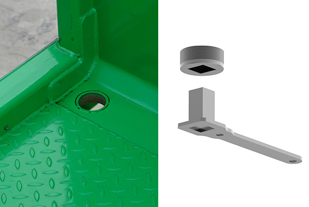 2 Ø 2” caps with key