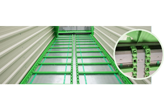 SILO-SPACE2 - Chapas de fondo de caja galvanizadas y atornilladas. Correderas de Ertalon