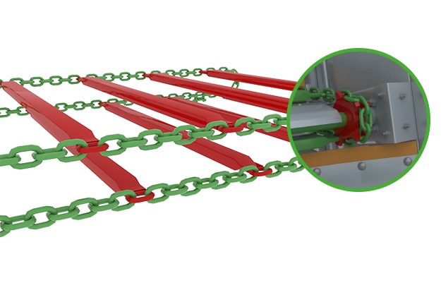SIROKO - Gesloten buisvormige latten gelast aan de Ø 14 mm scheepvaartkettingen